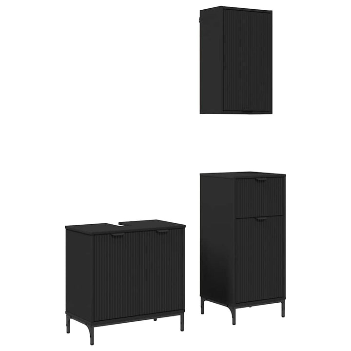 Badeværelsesmøbel sæt med skuffe 3 pcs Sort 39.5 x 36 x 88 cm