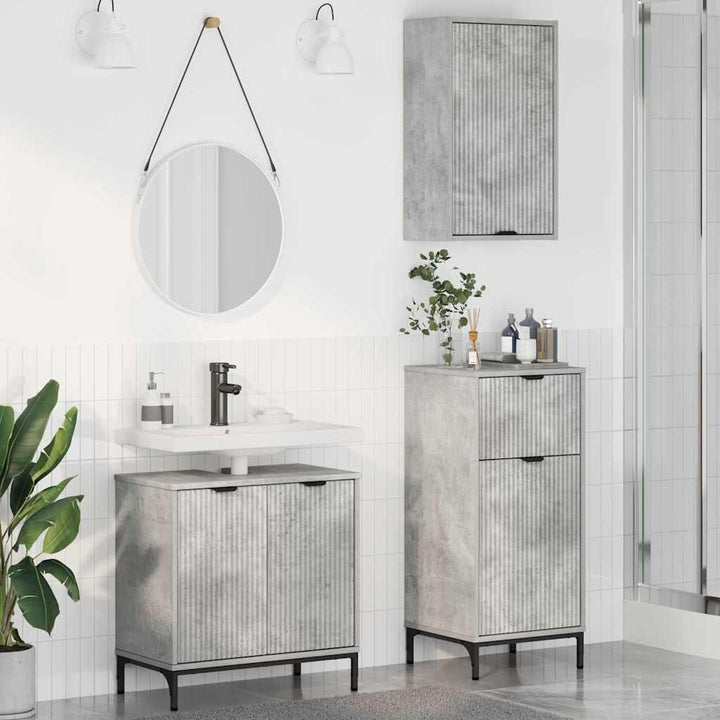 Badeværelsesmøbel sæt Plaid 3 pcs Betongrå 39.5 x 36 x 88 cm