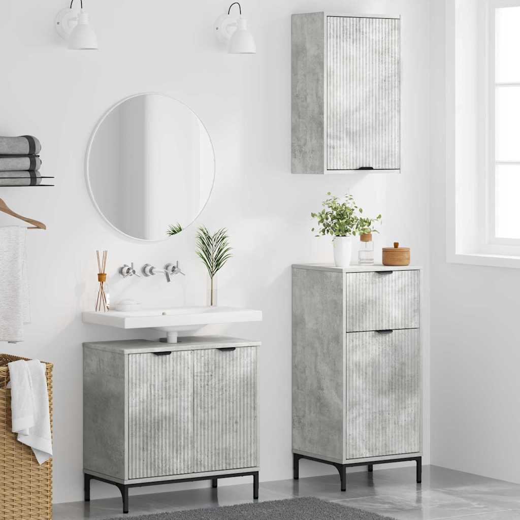 Badeværelsesmøbel sæt Plaid 3 pcs Betongrå 39.5 x 36 x 88 cm
