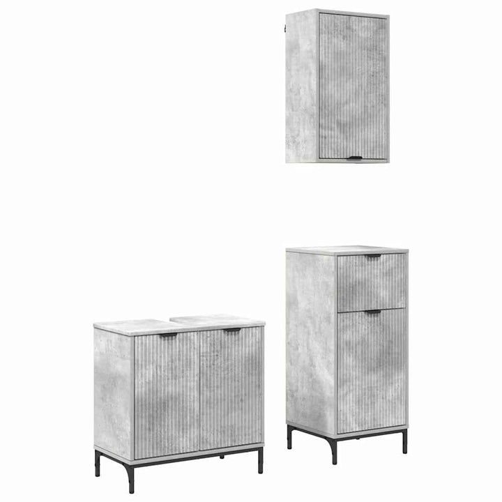 Badeværelsesmøbel sæt Plaid 3 pcs Betongrå 39.5 x 36 x 88 cm