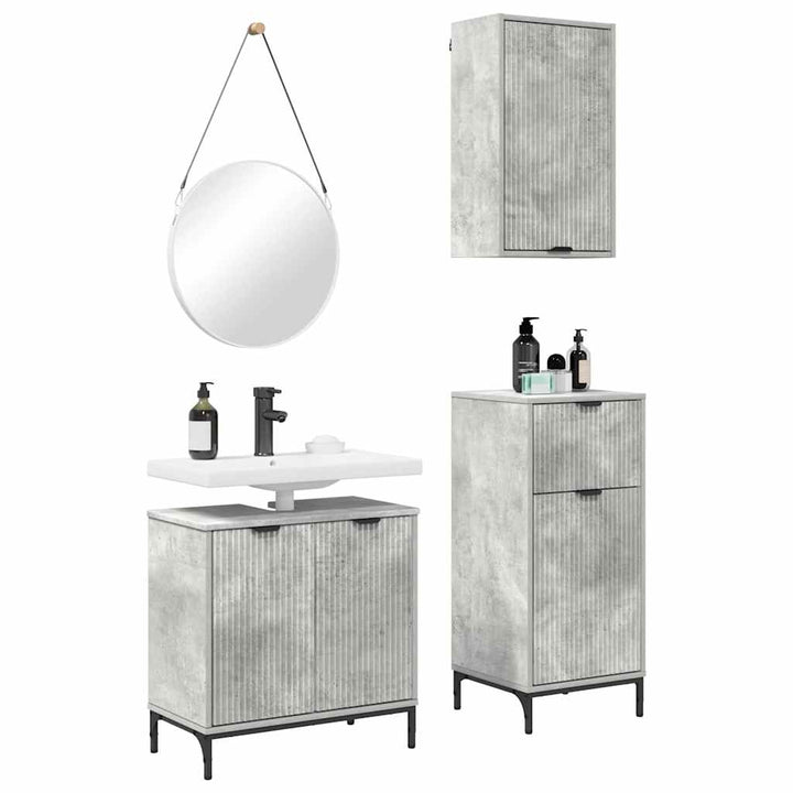 Badeværelsesmøbel sæt Plaid 3 pcs Betongrå 39.5 x 36 x 88 cm