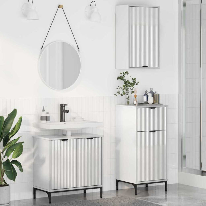 Badeværelsesmøbel sæt 3 pcs Hvid højglans 39.5 x 36 x 88 cm