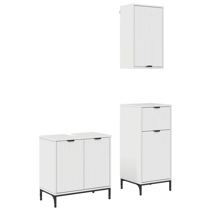 Badeværelsesmøbel sæt 3 pcs Hvid højglans 39.5 x 36 x 88 cm