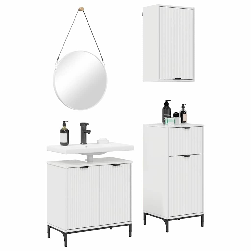 Badeværelsesmøbel sæt 3 pcs Hvid højglans 39.5 x 36 x 88 cm