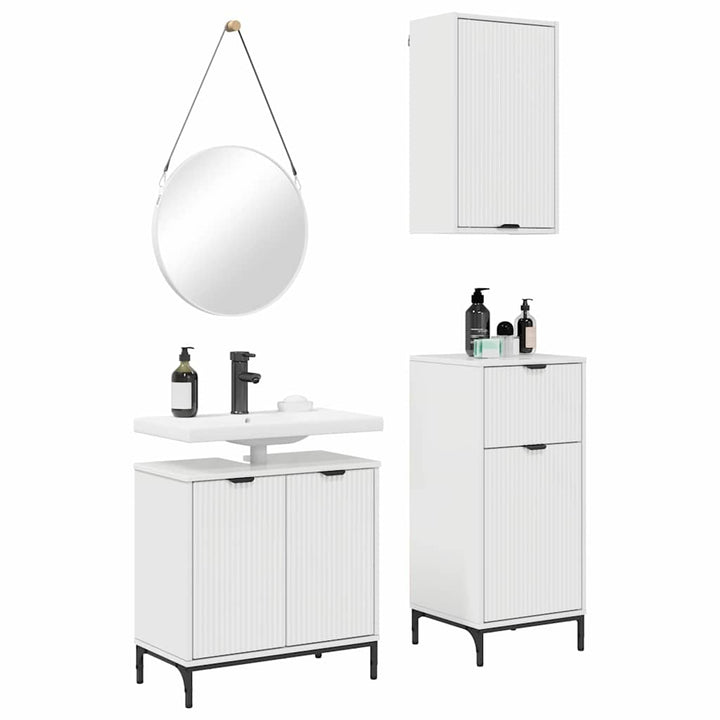Badeværelsesmøbel sæt 3 pcs Hvid højglans 39.5 x 36 x 88 cm