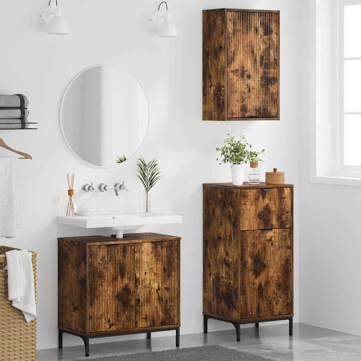 Badeværelsesmøbel sæt Plaid 3 pcs Røget eg 39.5 x 36 x 88 cm