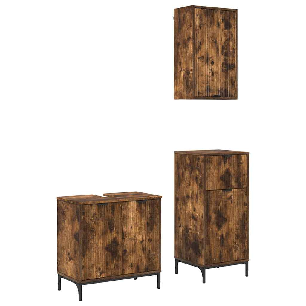 Badeværelsesmøbel sæt Plaid 3 pcs Røget eg 39.5 x 36 x 88 cm
