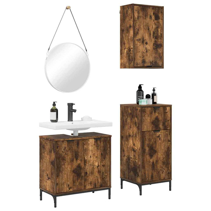 Badeværelsesmøbel sæt Plaid 3 pcs Røget eg 39.5 x 36 x 88 cm