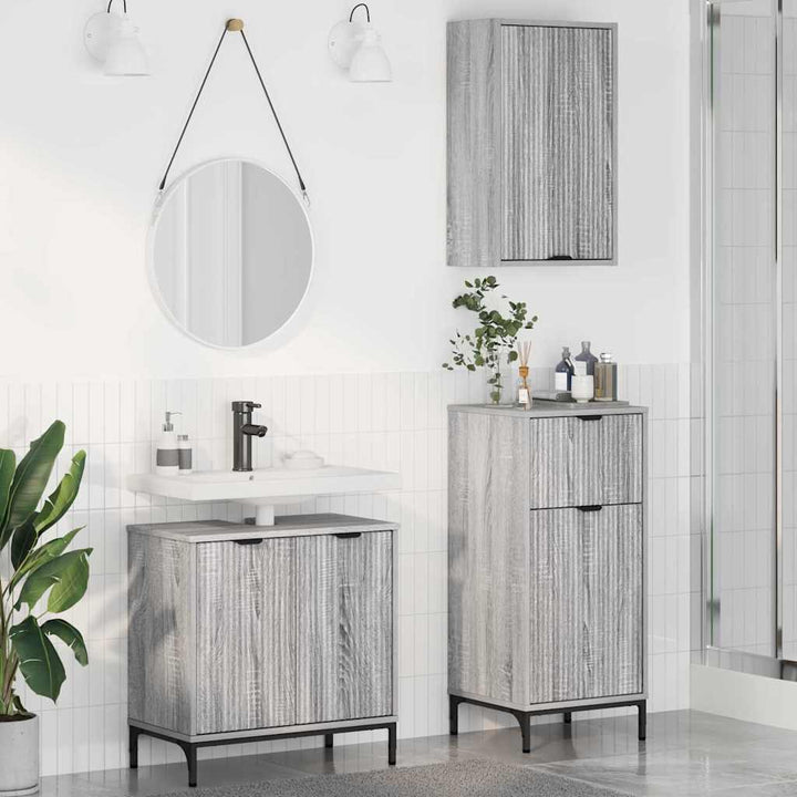 Badeværelsesmøbel sæt 3 pcs Grå sonoma-eg 39.5 x 36 x 88 cm