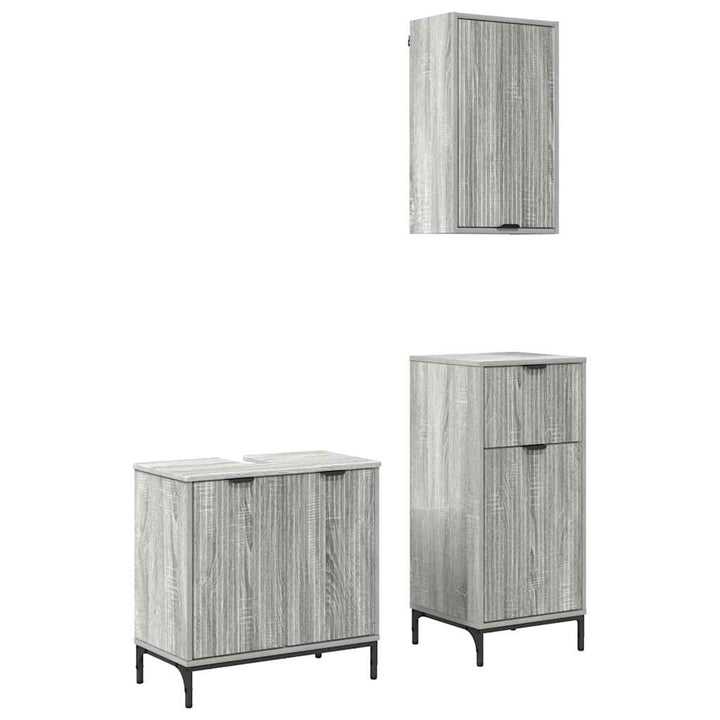 Badeværelsesmøbel sæt 3 pcs Grå sonoma-eg 39.5 x 36 x 88 cm