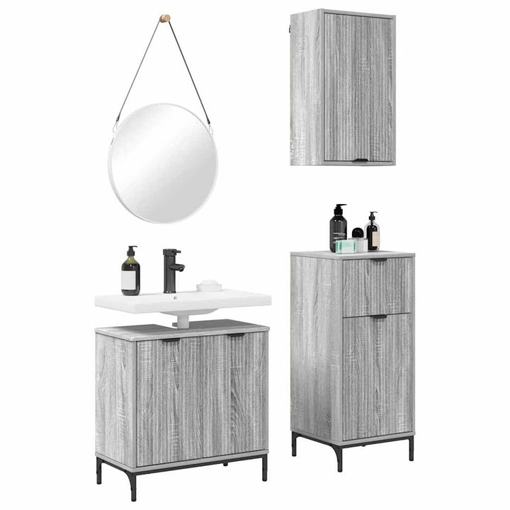 Badeværelsesmøbel sæt 3 pcs Grå sonoma-eg 39.5 x 36 x 88 cm