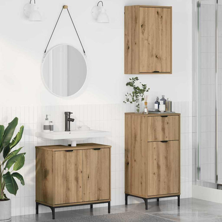 Badeværelsesmøbel sæt Plaid 3 pcs artisan eg 39.5 x 36 x 88 cm