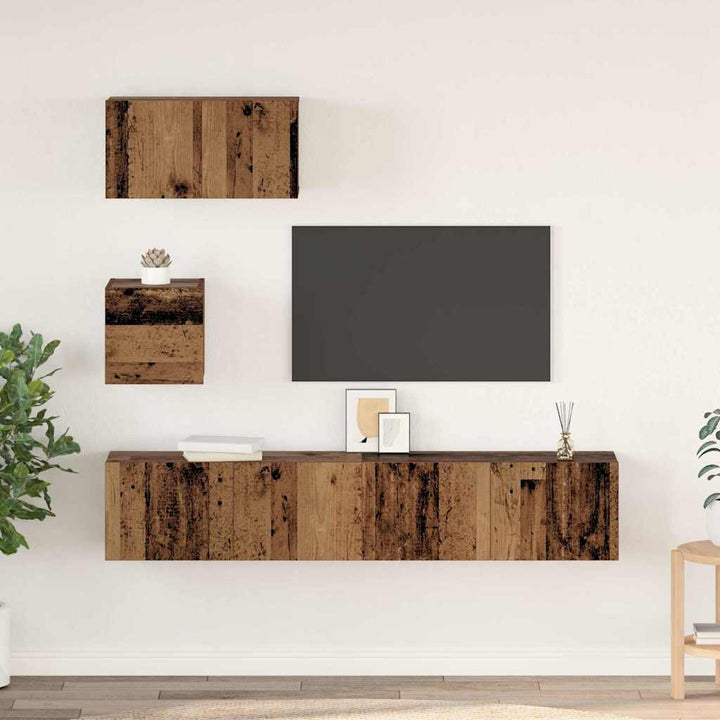 Væg TV Skab 4 pcs Gammelt træ 80 x 30 x 30.5 cm Konstrueret træ