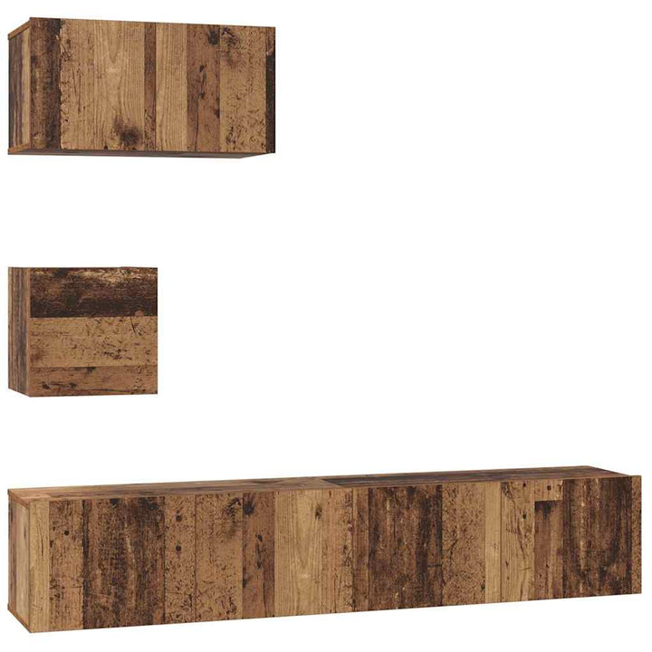 Væg TV Skab 4 pcs Gammelt træ 80 x 30 x 30.5 cm Konstrueret træ