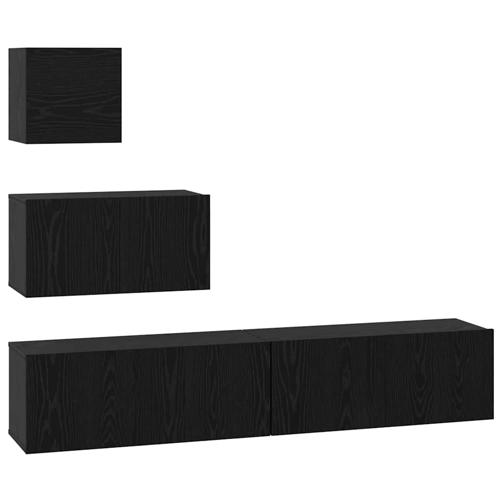Væg TV Skab 4 pcs Sort eg 80 x 30 x 30.5 cm Konstrueret træ