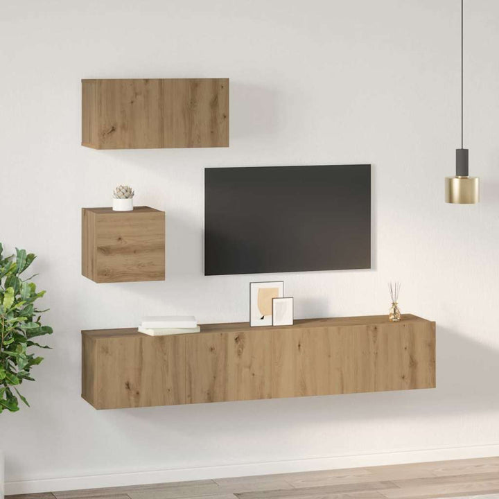 TV-skabssæt 4 pcs artisan eg 80 x 30 x 30 cm Konstrueret træ