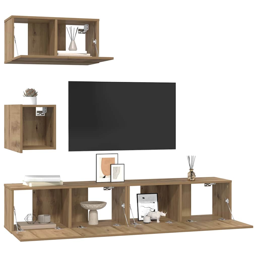 TV-skabssæt 4 pcs artisan eg 80 x 30 x 30 cm Konstrueret træ