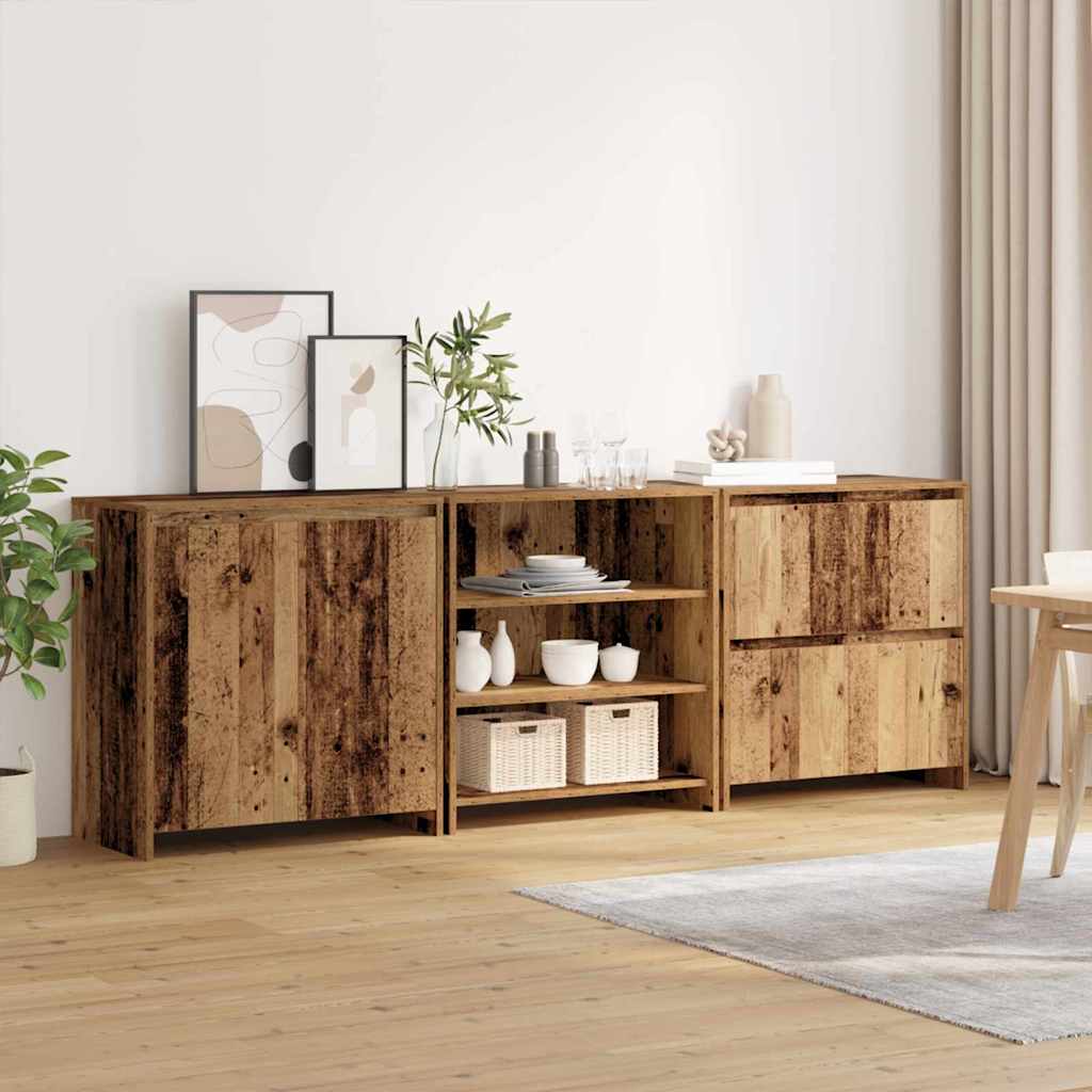 Sideboards 3 pcs Gammelt træ 70 x 41 x 75 cm Konstrueret træ