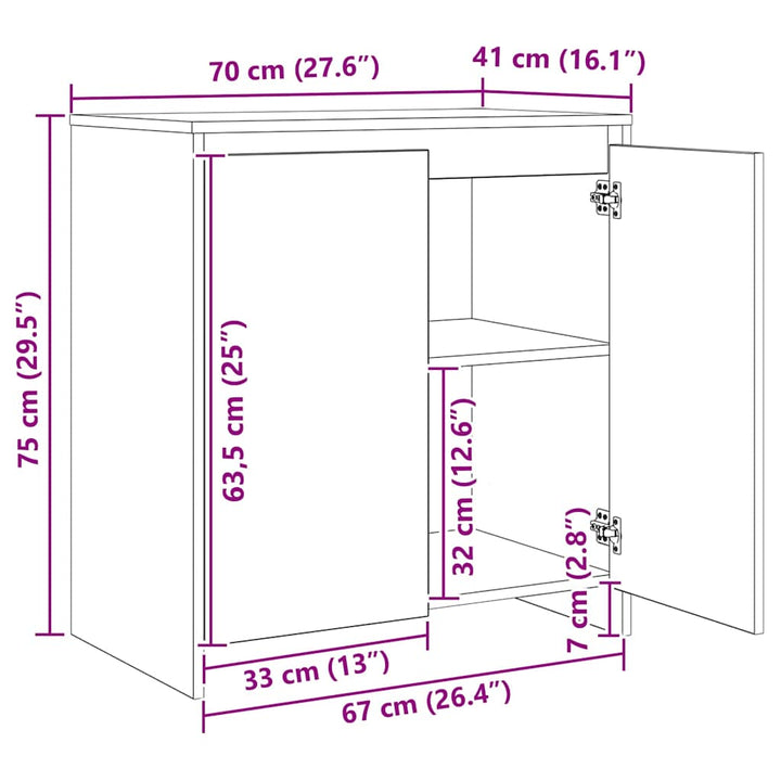 Sideboards 3 pcs Gammelt træ 70 x 41 x 75 cm Konstrueret træ