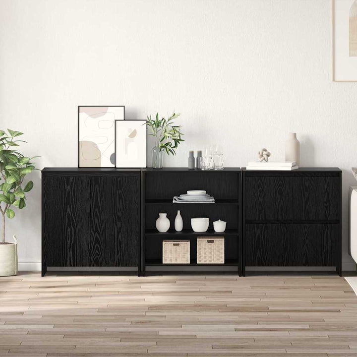 Sideboard 3 pcs Sort eg 70 x 41 x 75 cm Konstrueret træ