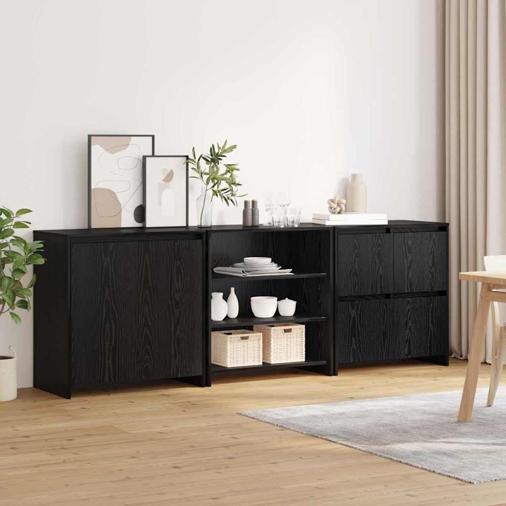 Sideboard 3 pcs Sort eg 70 x 41 x 75 cm Konstrueret træ