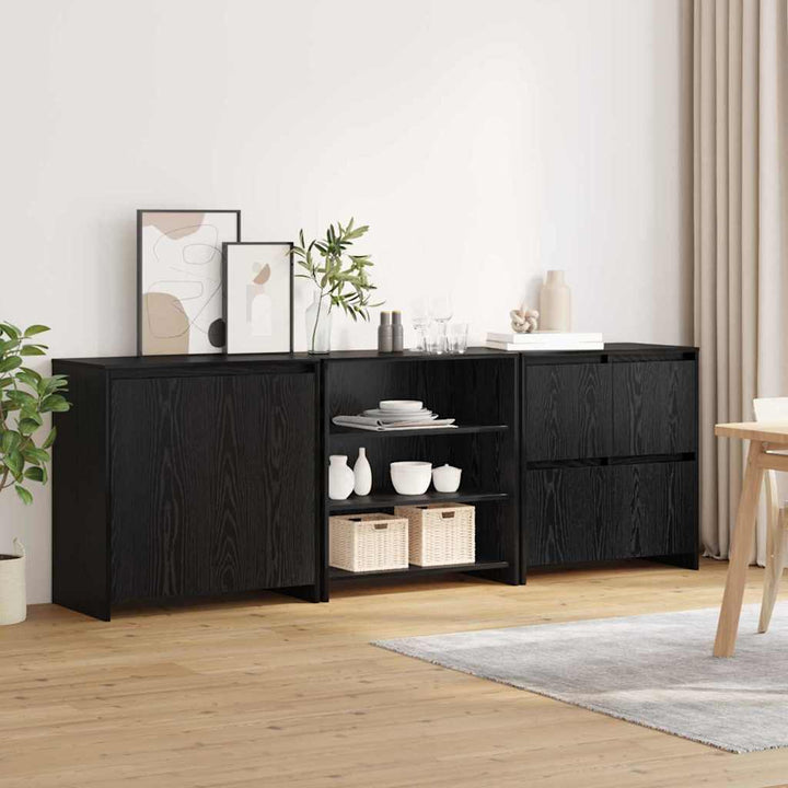 Sideboard 3 pcs Sort eg 70 x 41 x 75 cm Konstrueret træ