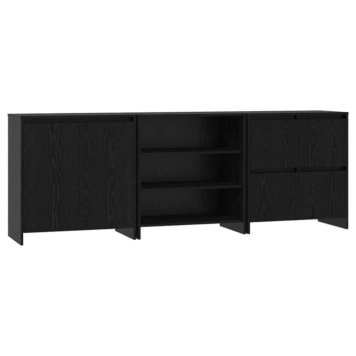Sideboard 3 pcs Sort eg 70 x 41 x 75 cm Konstrueret træ