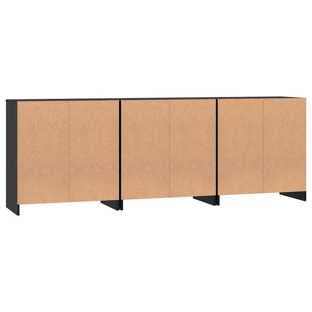 Sideboard 3 pcs Sort eg 70 x 41 x 75 cm Konstrueret træ