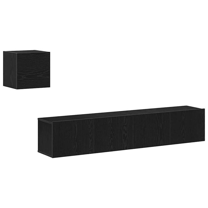 TV-skabssæt 4 pcs Sort eg 80 x 30 x 30 cm Konstrueret træ