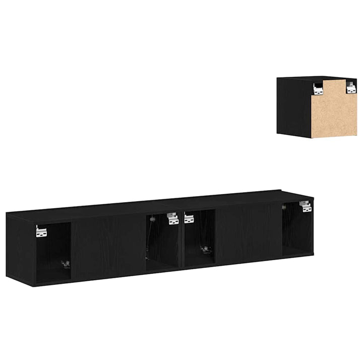 TV-skabssæt 4 pcs Sort eg 80 x 30 x 30 cm Konstrueret træ