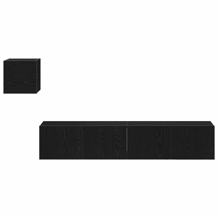 TV-skabssæt 4 pcs Sort eg 80 x 30 x 30 cm Konstrueret træ