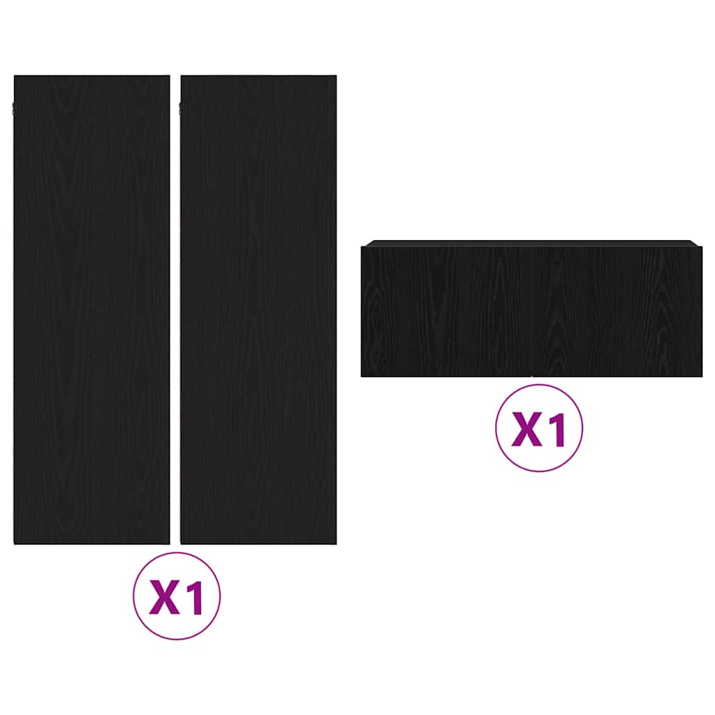 4-delt TV skab sæt sort eg konstrueret træ&&vidaXL TV væg skabe (sæt af 2) - Sort eg, 80x30x30 cm, lavet af konstrueret træ&&vidaXL væghængte TV skabe - 2 stk. Sort eg, 30,5x30x90 cm, lavet af konstrueret træ