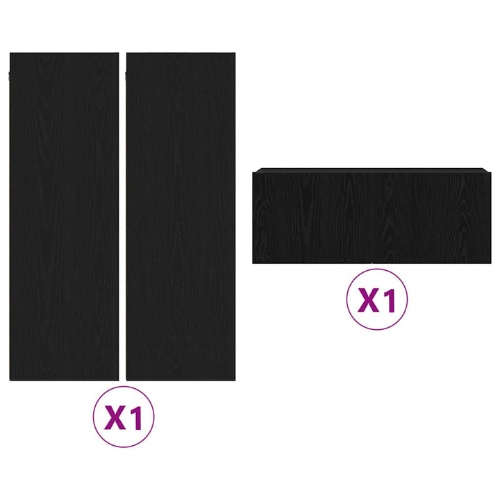 4-delt TV skab sæt sort eg konstrueret træ&&vidaXL TV væg skabe (sæt af 2) - Sort eg, 80x30x30 cm, lavet af konstrueret træ&&vidaXL væghængte TV skabe - 2 stk. Sort eg, 30,5x30x90 cm, lavet af konstrueret træ