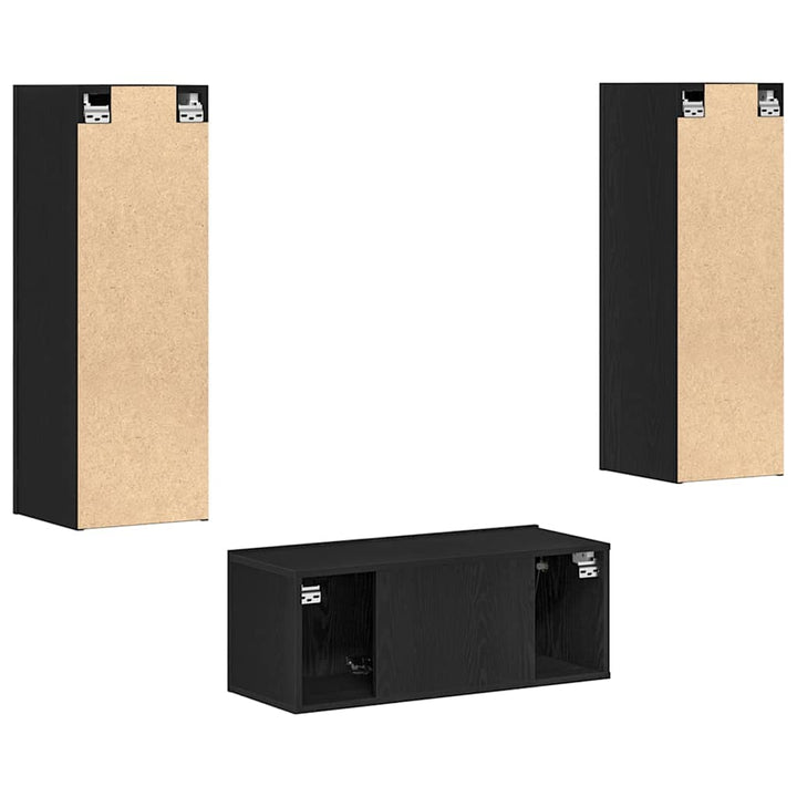 4-delt TV skab sæt sort eg konstrueret træ&&vidaXL TV væg skabe (sæt af 2) - Sort eg, 80x30x30 cm, lavet af konstrueret træ&&vidaXL væghængte TV skabe - 2 stk. Sort eg, 30,5x30x90 cm, lavet af konstrueret træ