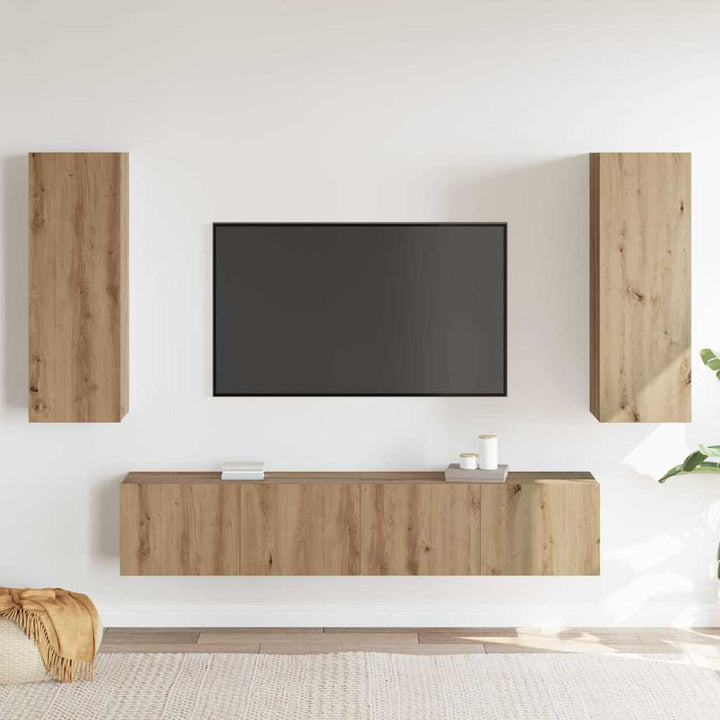 4 Deles TV Skab Sæt Artisan Ege Konstrueret Træ