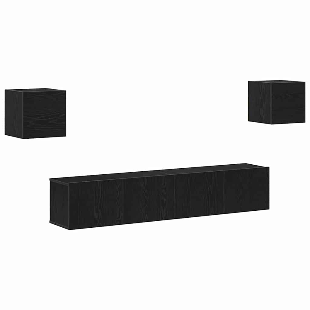 6 Delt TV Skab Sæt Sort Eg Konstrueret Træ&&vidaXL Væghængte Skabe (Sæt af 2) - Sort Eg, 80x30x30 cm, Lavet af Træ&&vidaXL Væghængte TV Skabe 2 stk Sort Eg 30.5x30x30 cm