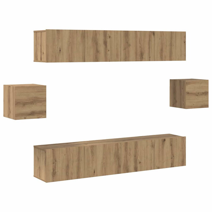 6 Piece TV Skab Sæt Artisan Eg Konstrueret Træ