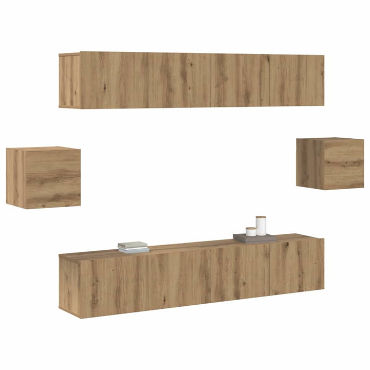 6 Piece TV Skab Sæt Artisan Eg Konstrueret Træ