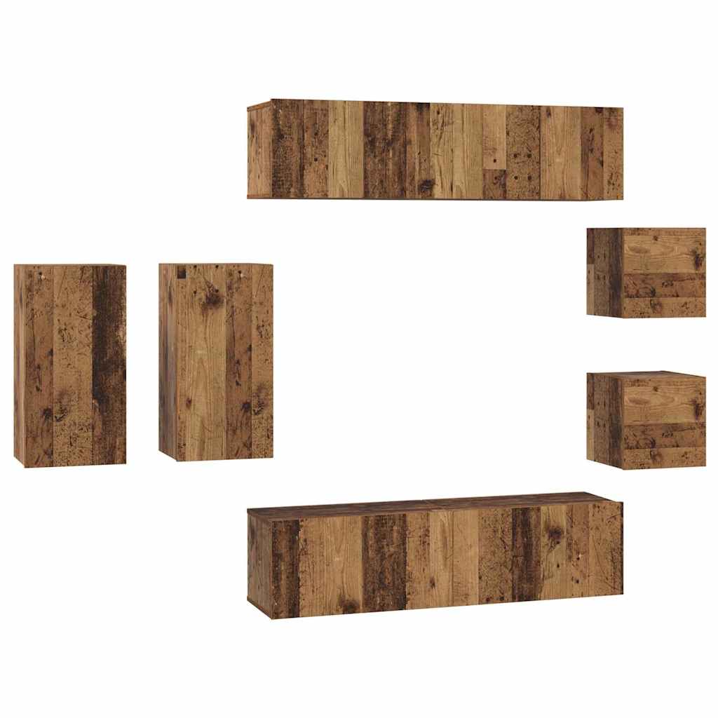 TV-skabssæt 8 pcs Gammelt træ 30.5 x 30 x 60 cm Konstrueret træ