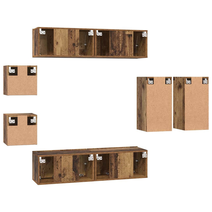TV-skabssæt 8 pcs Gammelt træ 30.5 x 30 x 60 cm Konstrueret træ