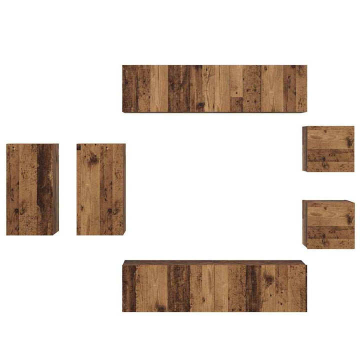 TV-skabssæt 8 pcs Gammelt træ 30.5 x 30 x 60 cm Konstrueret træ