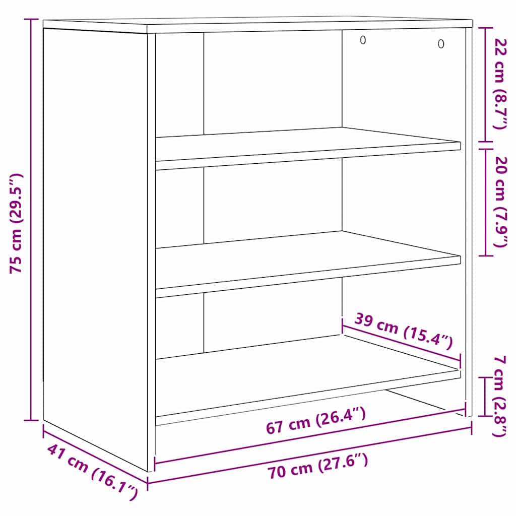 Sideboards 2 pcs Gammelt træ 70 x 41 x 75 cm Konstrueret træ