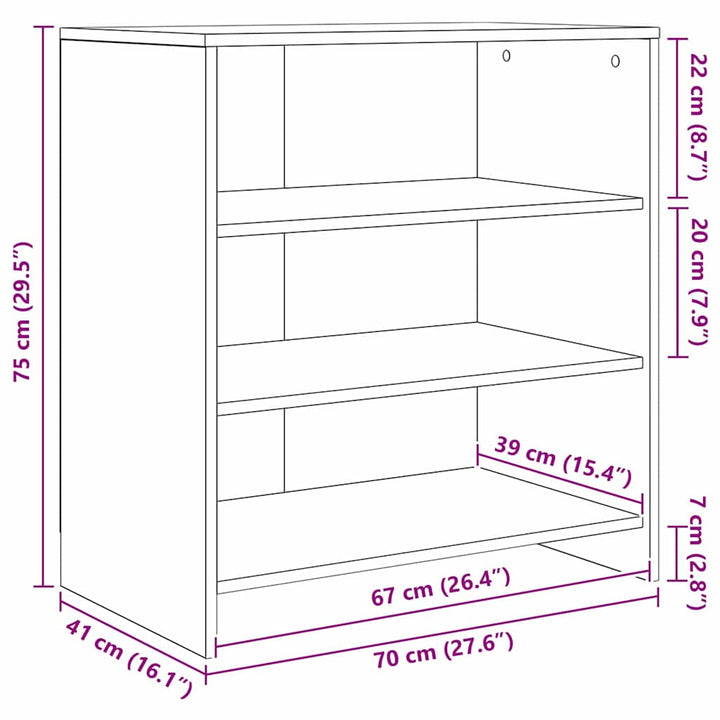 Sideboards 2 pcs Gammelt træ 70 x 41 x 75 cm Konstrueret træ