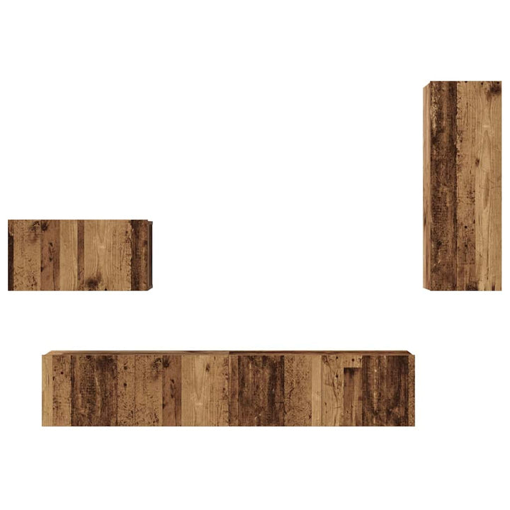 Væg TV Skab 4 pcs Gammelt træ 200 x 30 x 30 cm Ingeniørtræ