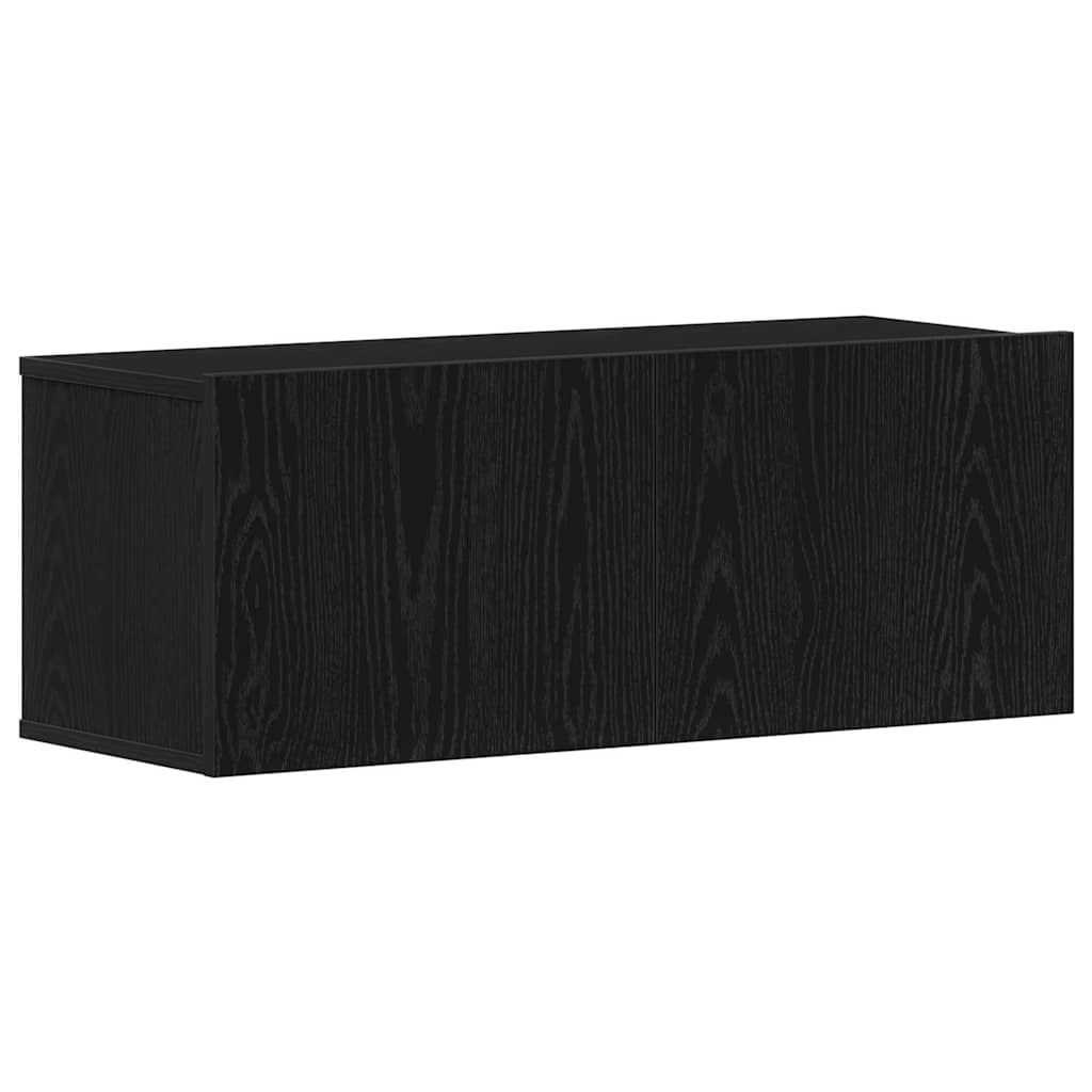 Væg TV Skab 4 pcs Sort eg 200 x 30 x 30 cm Ingeniørtræ