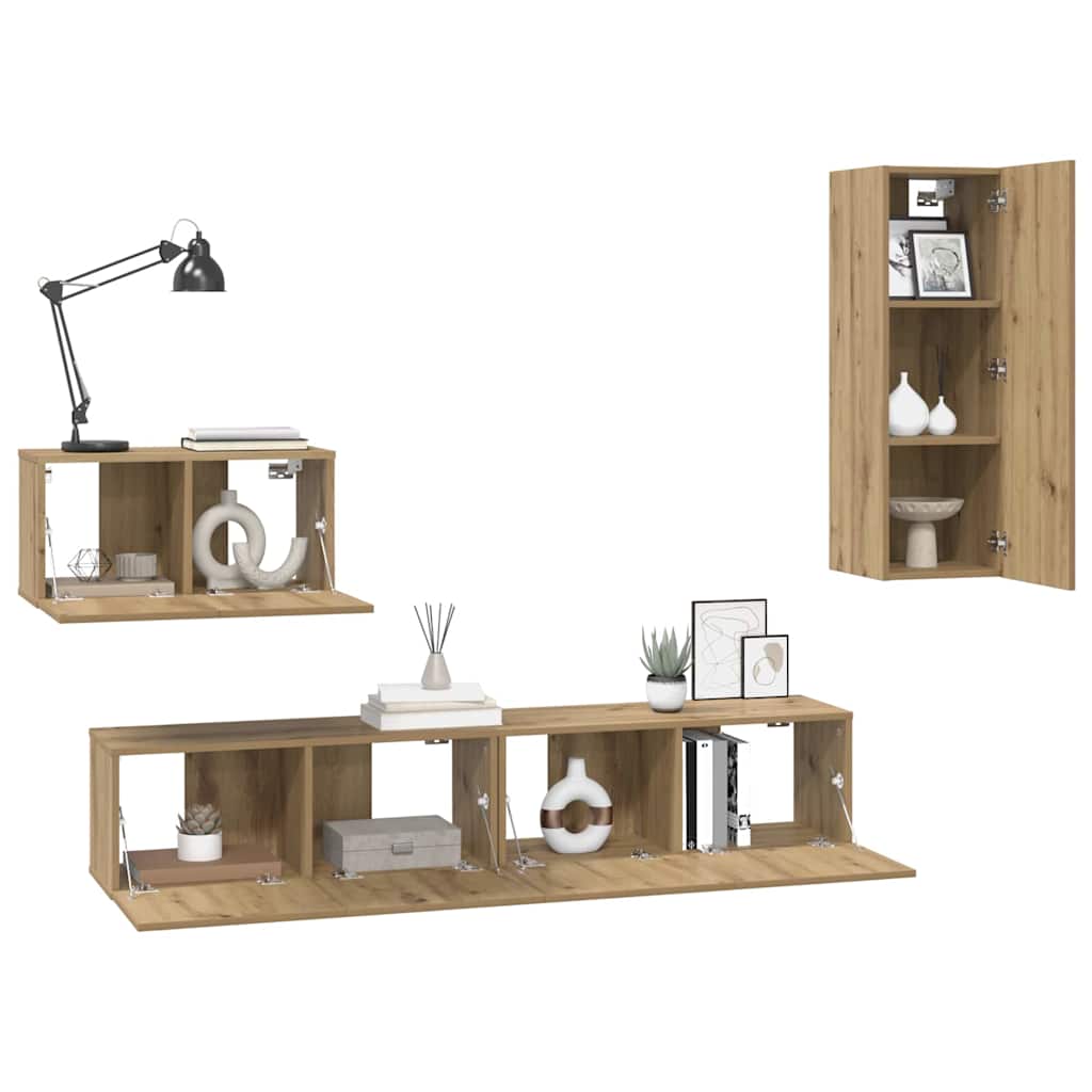 Væg TV Skab 4 pcs artisan eg 200 x 30 x 30 cm Ingeniørtræ
