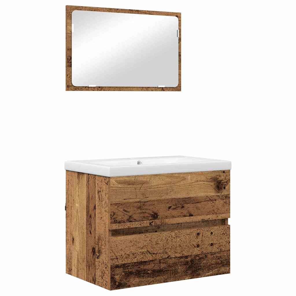 Badeværelsesmøbel sæt 3 pcs Gammelt træ 60 x 38.5 x 45 cm