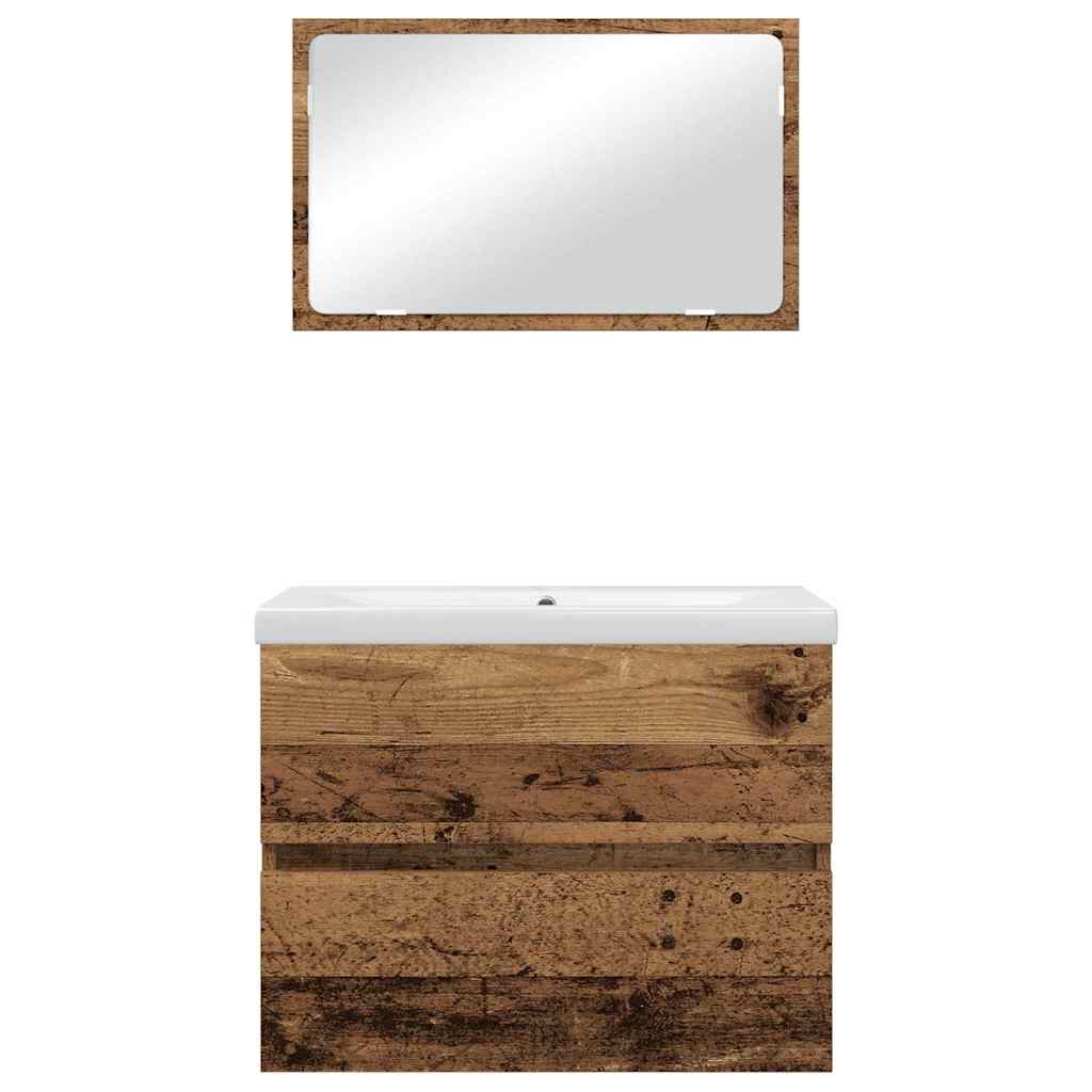 Badeværelsesmøbel sæt 3 pcs Gammelt træ 60 x 38.5 x 45 cm