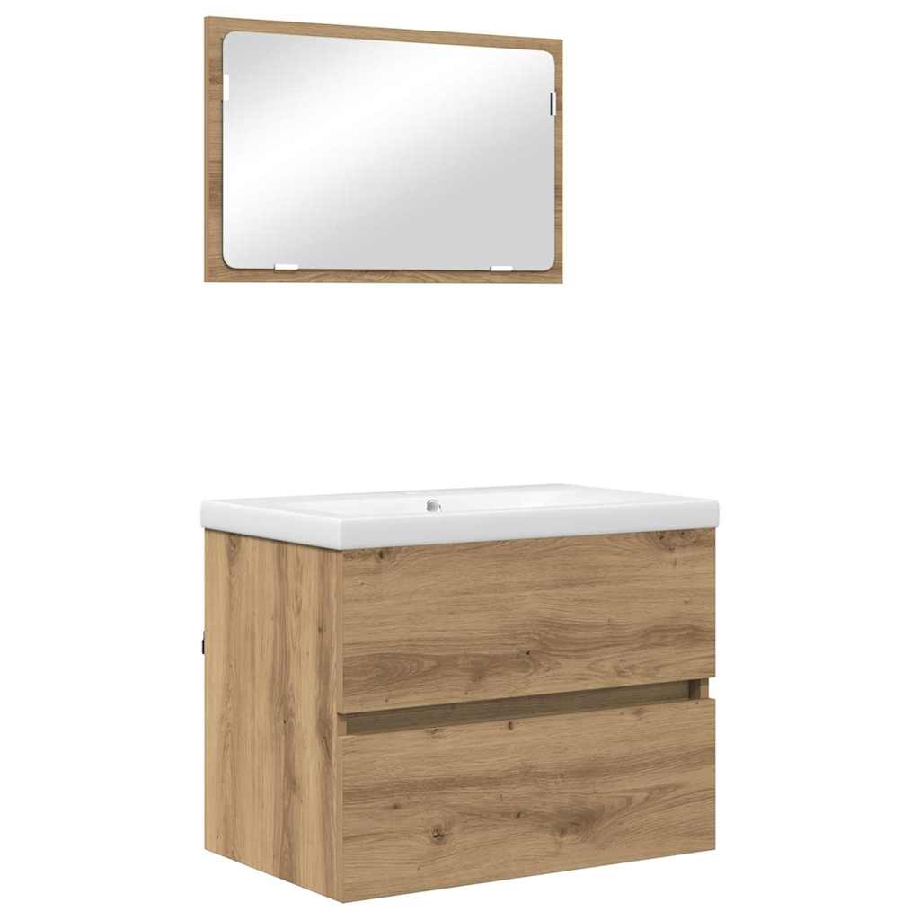 Badeværelsesmøbel sæt 3 pcs artisan eg 60 x 38.5 x 45 cm