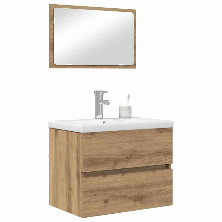 Badeværelsesmøbel sæt 3 pcs artisan eg 60 x 38.5 x 45 cm